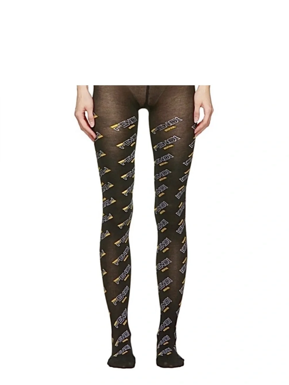 FENDI Designer Logo Pattern Tights - Women size III (large)